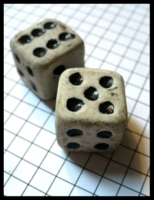 Dice : Dice - 6D Pipped - White Old Pair Rough Large Porcelain With Balck Pips Japan